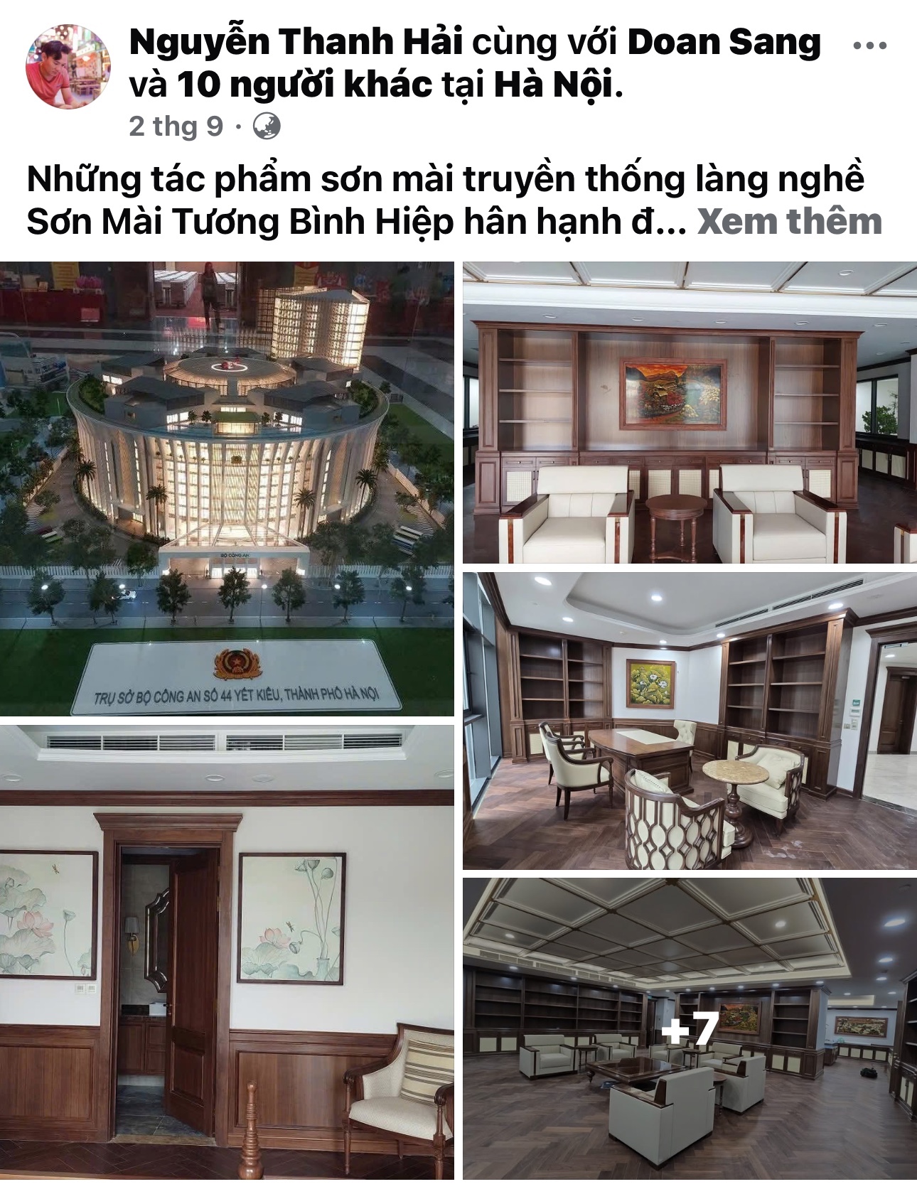 Các sản phẩm sơn mài tại Trụ sở bộ công an Hà Nội